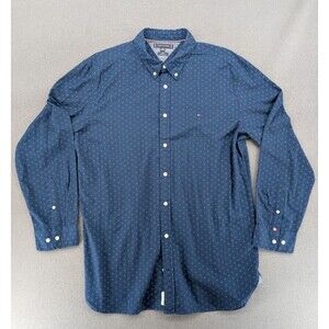 Tommy Hilfiger Slim Fit Button Down Shirt Men's XXL Navy Micro Print